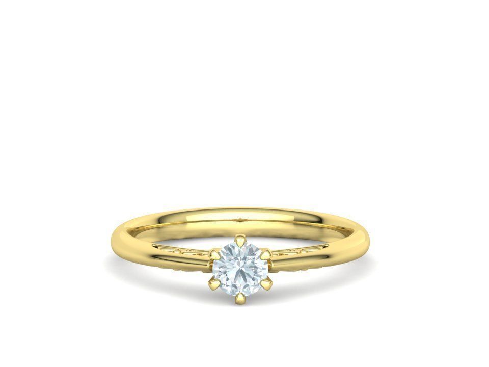 Solitaire Engagement Ring Promise Crown Ring 3dmodel 3D print model_4