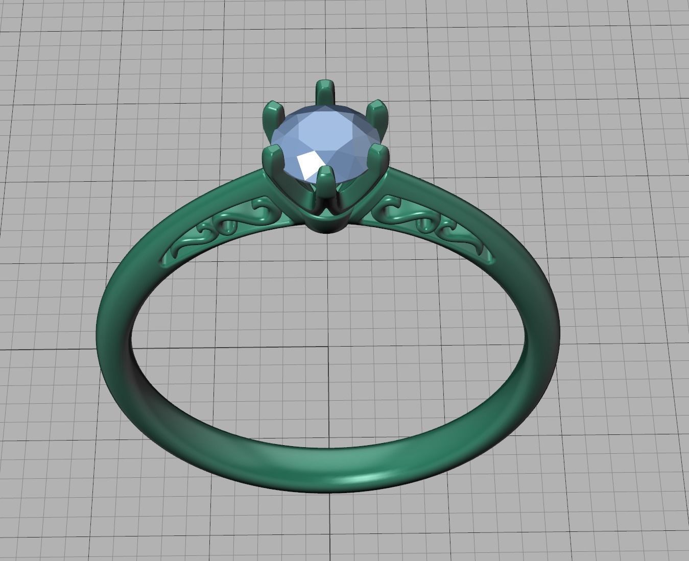 Solitaire Engagement Ring Promise Crown Ring 3dmodel 3D print model_36
