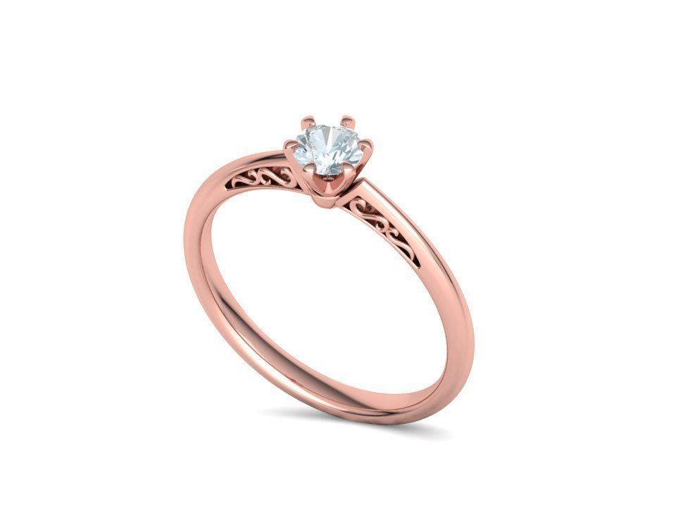 Solitaire Engagement Ring Promise Crown Ring 3dmodel 3D print model_16