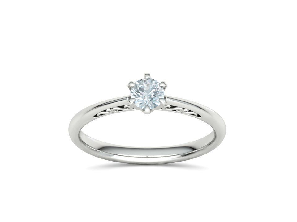 Solitaire Engagement Ring Promise Crown Ring 3dmodel 3D print model_11