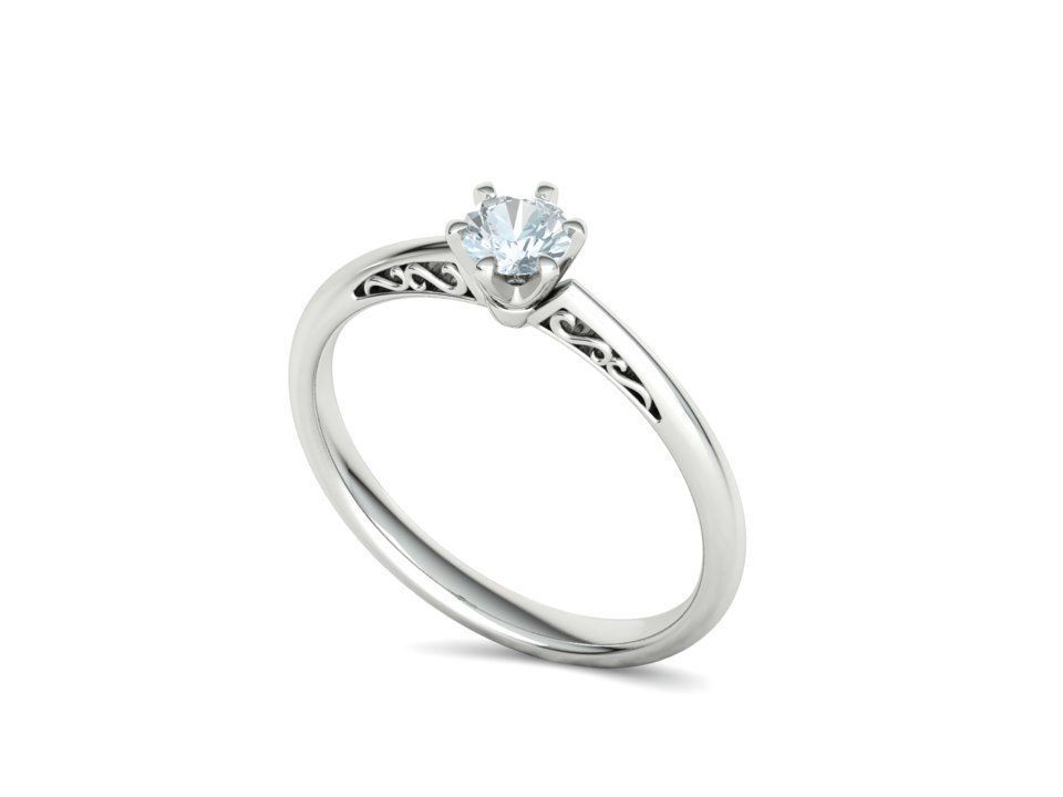 Solitaire Engagement Ring Promise Crown Ring 3dmodel 3D print model_17