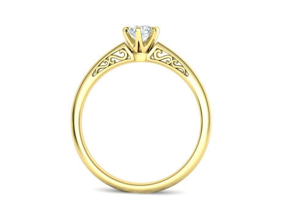 Solitaire Engagement Ring Promise Crown Ring 3dmodel 3D print model_15
