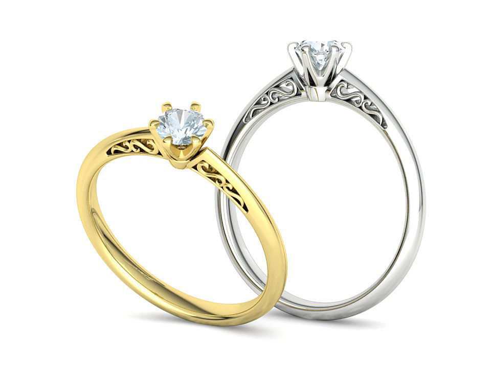Solitaire Engagement Ring Promise Crown Ring 3dmodel 3D print model_1