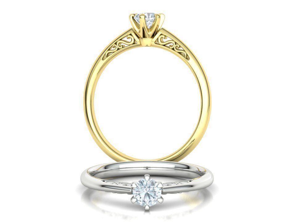 Solitaire Engagement Ring Promise Crown Ring 3dmodel 3D print model_6