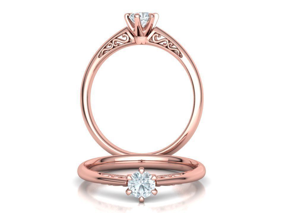 Solitaire Engagement Ring Promise Crown Ring 3dmodel 3D print model_7