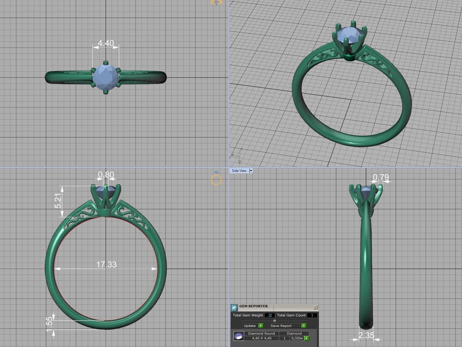 Solitaire Engagement Ring Promise Crown Ring 3dmodel 3D print model_25