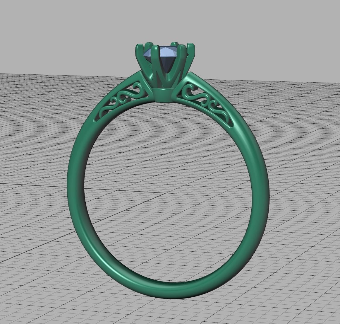 Solitaire Engagement Ring Promise Crown Ring 3dmodel 3D print model_33