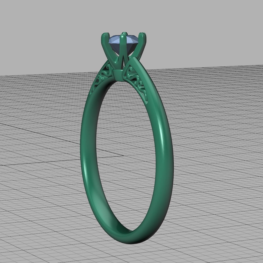 Solitaire Engagement Ring Promise Crown Ring 3dmodel 3D print model_34