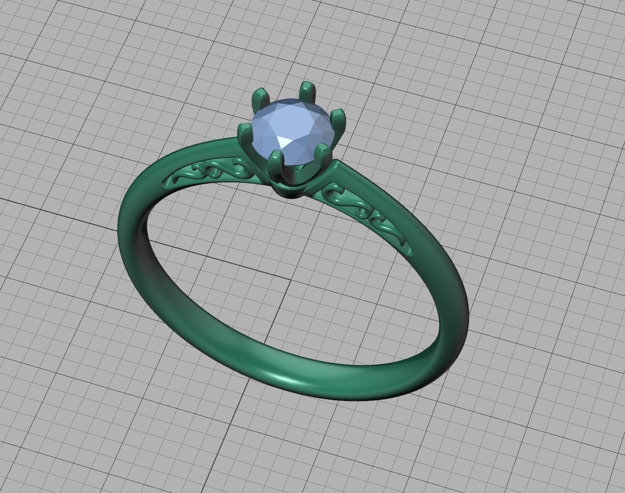 Solitaire Engagement Ring Promise Crown Ring 3dmodel 3D print model_32