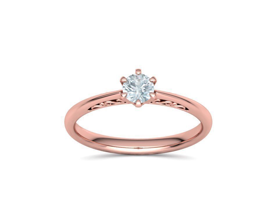 Solitaire Engagement Ring Promise Crown Ring 3dmodel 3D print model_10