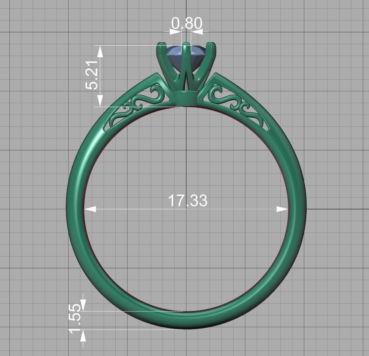 Solitaire Engagement Ring Promise Crown Ring 3dmodel 3D print model_30