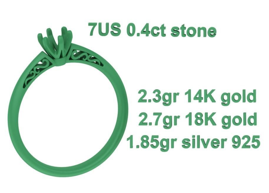 Solitaire Engagement Ring Promise Crown Ring 3dmodel 3D print model_27