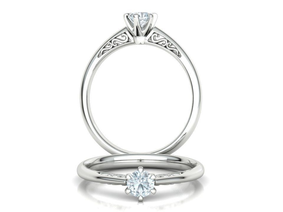 Solitaire Engagement Ring Promise Crown Ring 3dmodel 3D print model_8