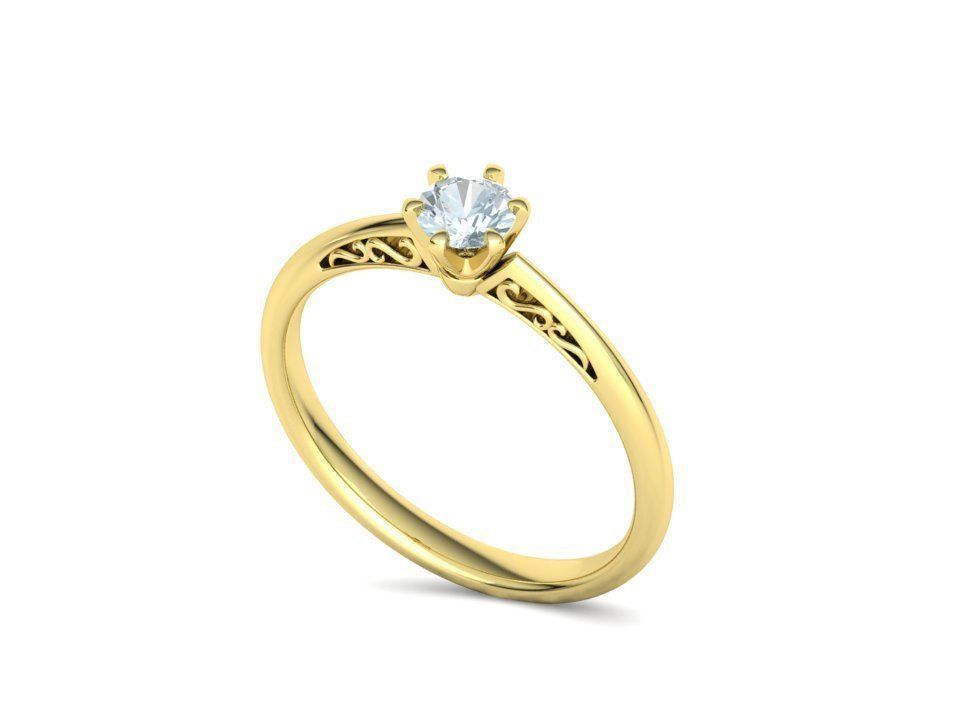 Solitaire Engagement Ring Promise Crown Ring 3dmodel 3D print model_18