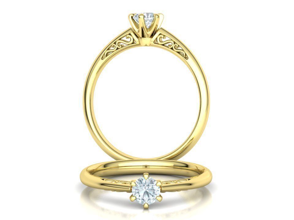 Solitaire Engagement Ring Promise Crown Ring 3dmodel 3D print model_9