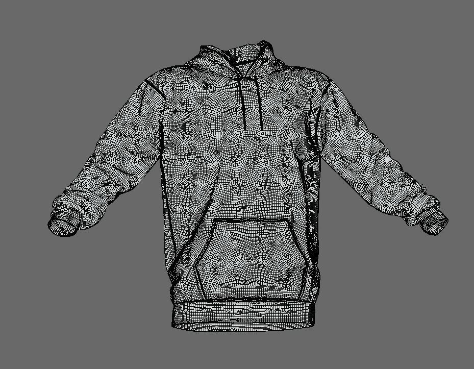 Grey Hoodie Basic Low-poly 3D model_4
