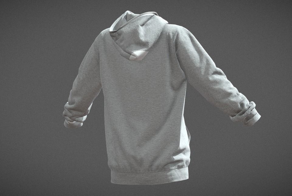 Grey Hoodie Basic Low-poly 3D model_3