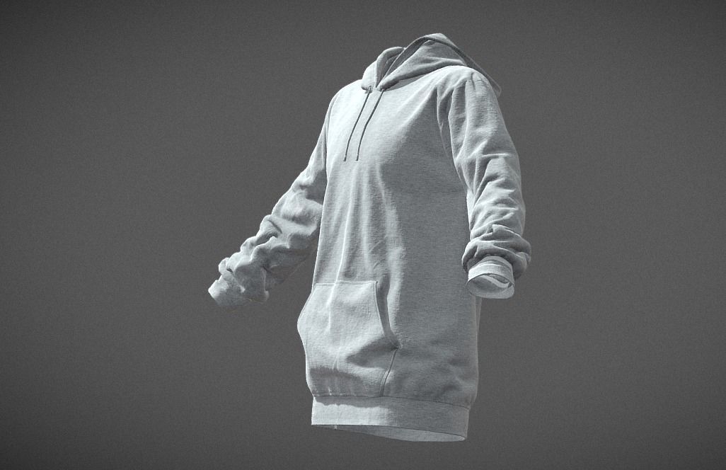 Grey Hoodie Basic Low-poly 3D model_2