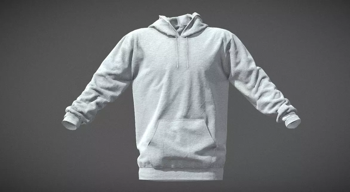 Grey Hoodie Basic Low-poly 3D model_0