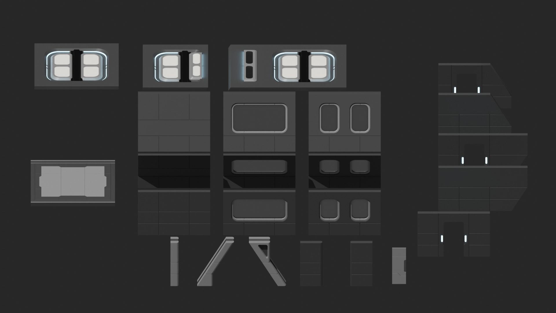 Sci Fi Quarters Kit 1 3D model_2