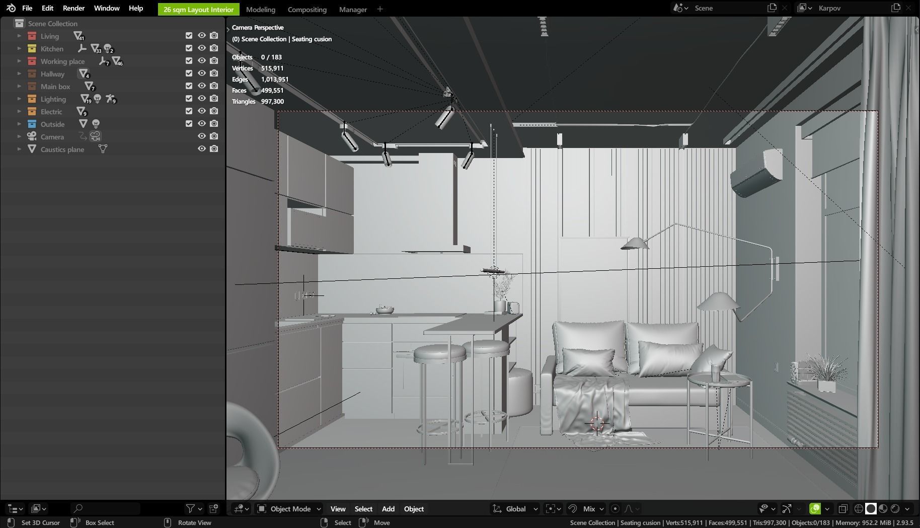 Layout Interior 26 sqm 3D model_37