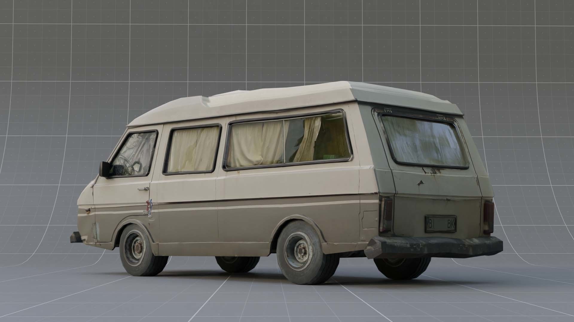 Gray car  Low-poly 3D model_5