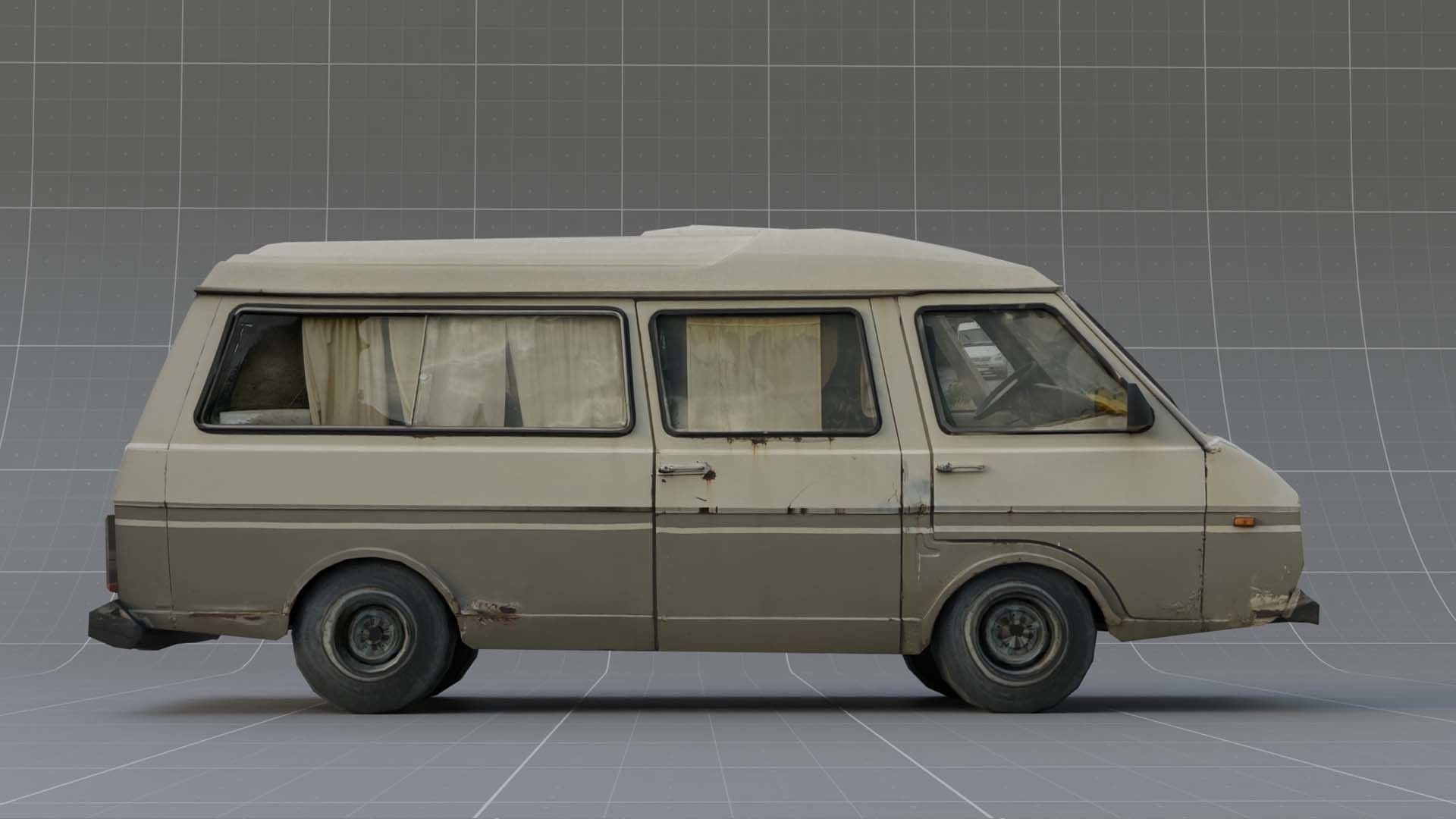 Gray car  Low-poly 3D model_6