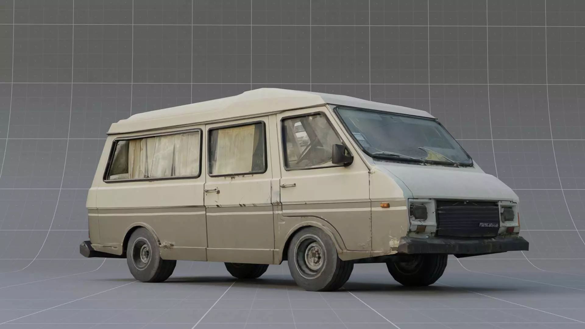 Gray car  Low-poly 3D model_0