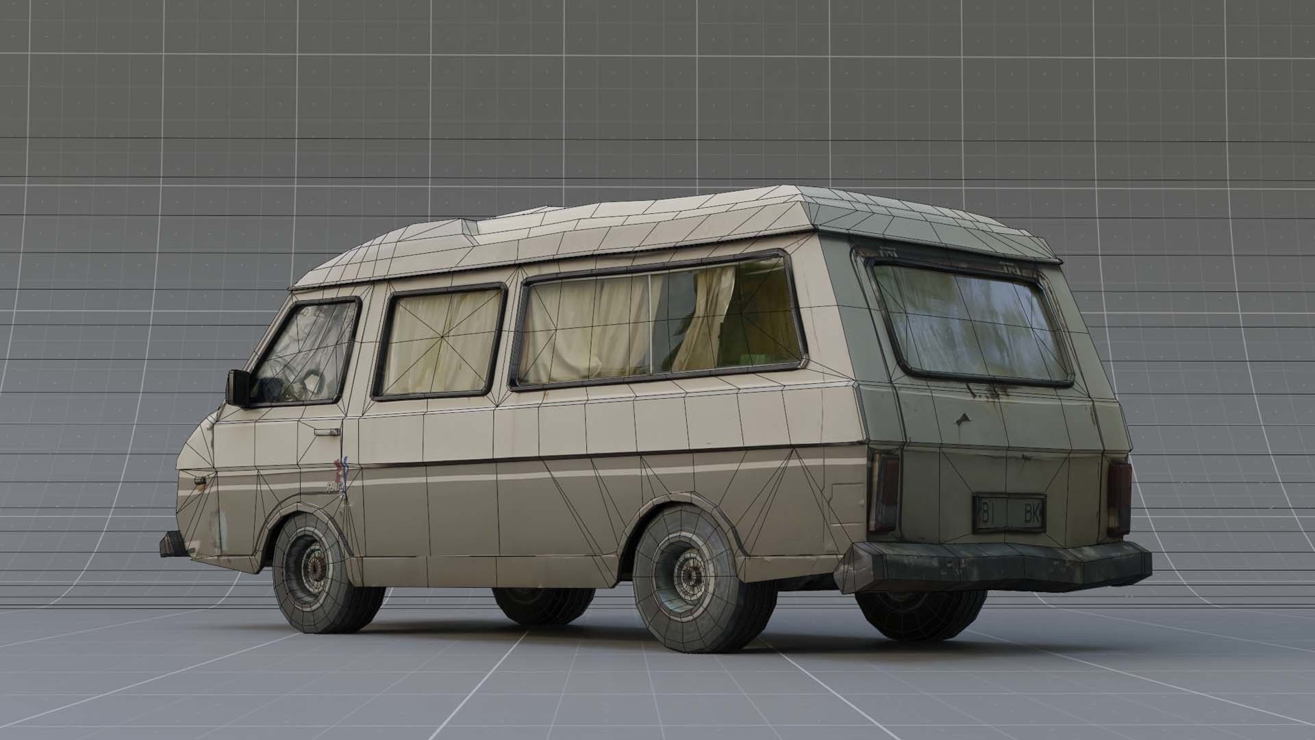 Gray car  Low-poly 3D model_4