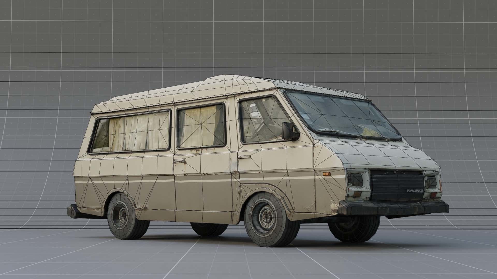 Gray car  Low-poly 3D model_3