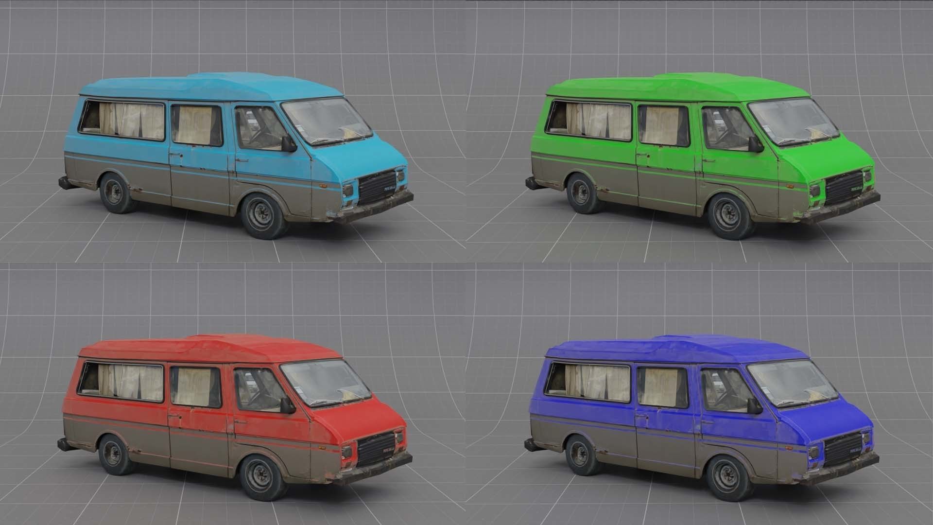 Gray car  Low-poly 3D model_7