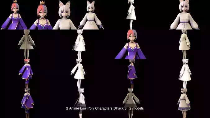 2 Anime Low Poly Characters DPack 3