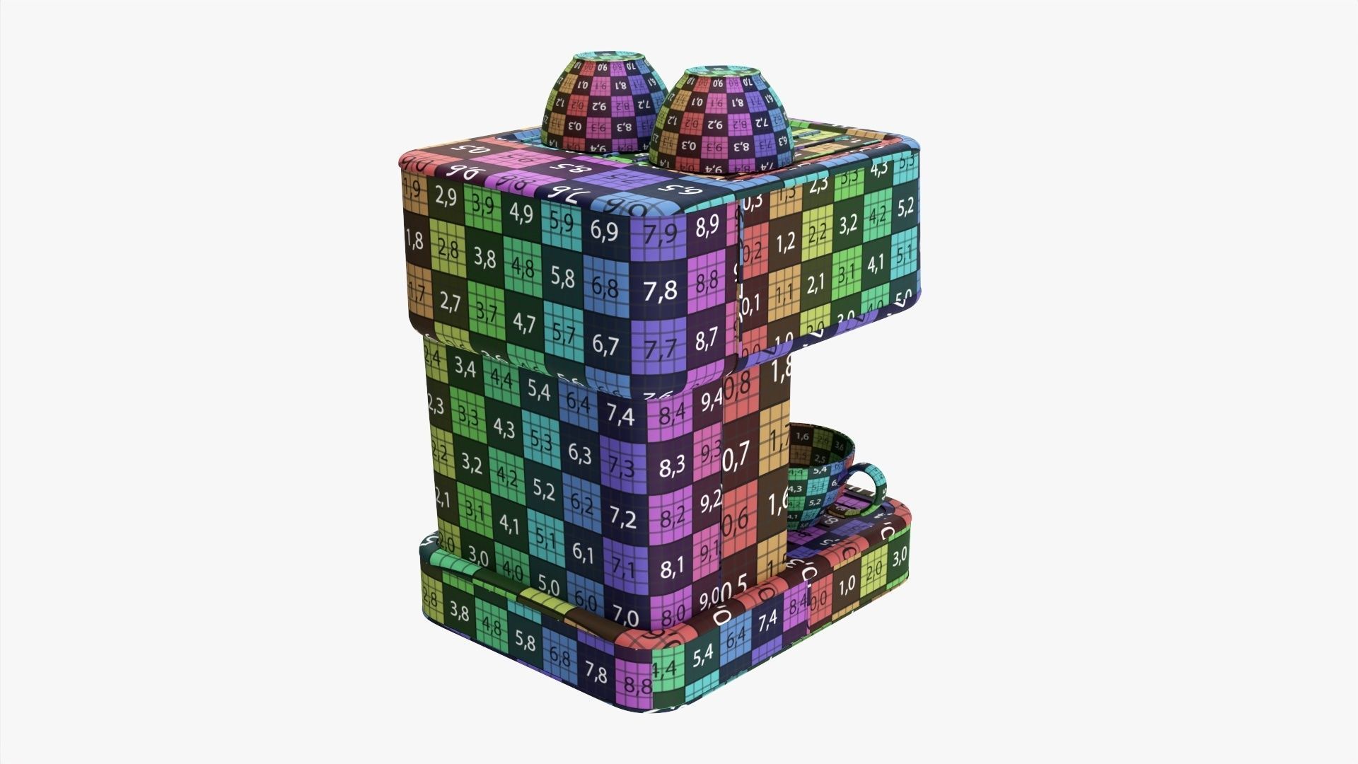 Espresso coffee machine with two cups 3D model_11