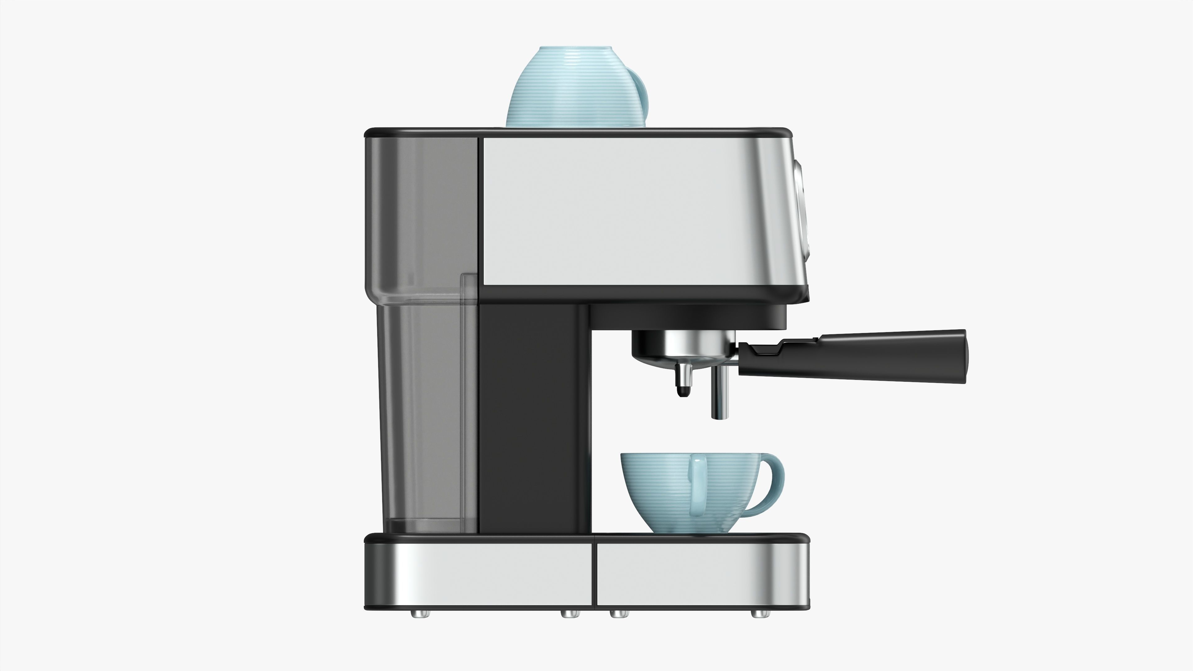 Espresso coffee machine with two cups 3D model_5