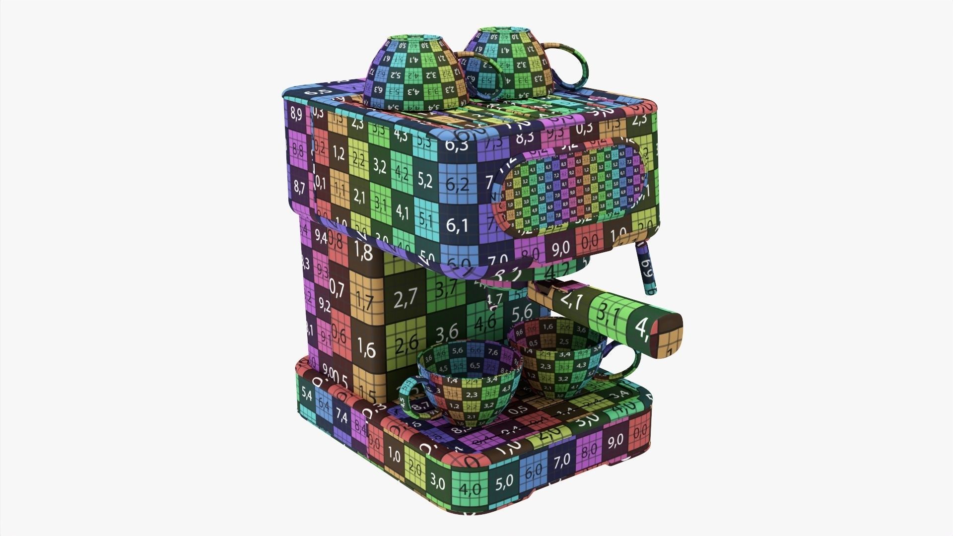 Espresso coffee machine with two cups 3D model_9