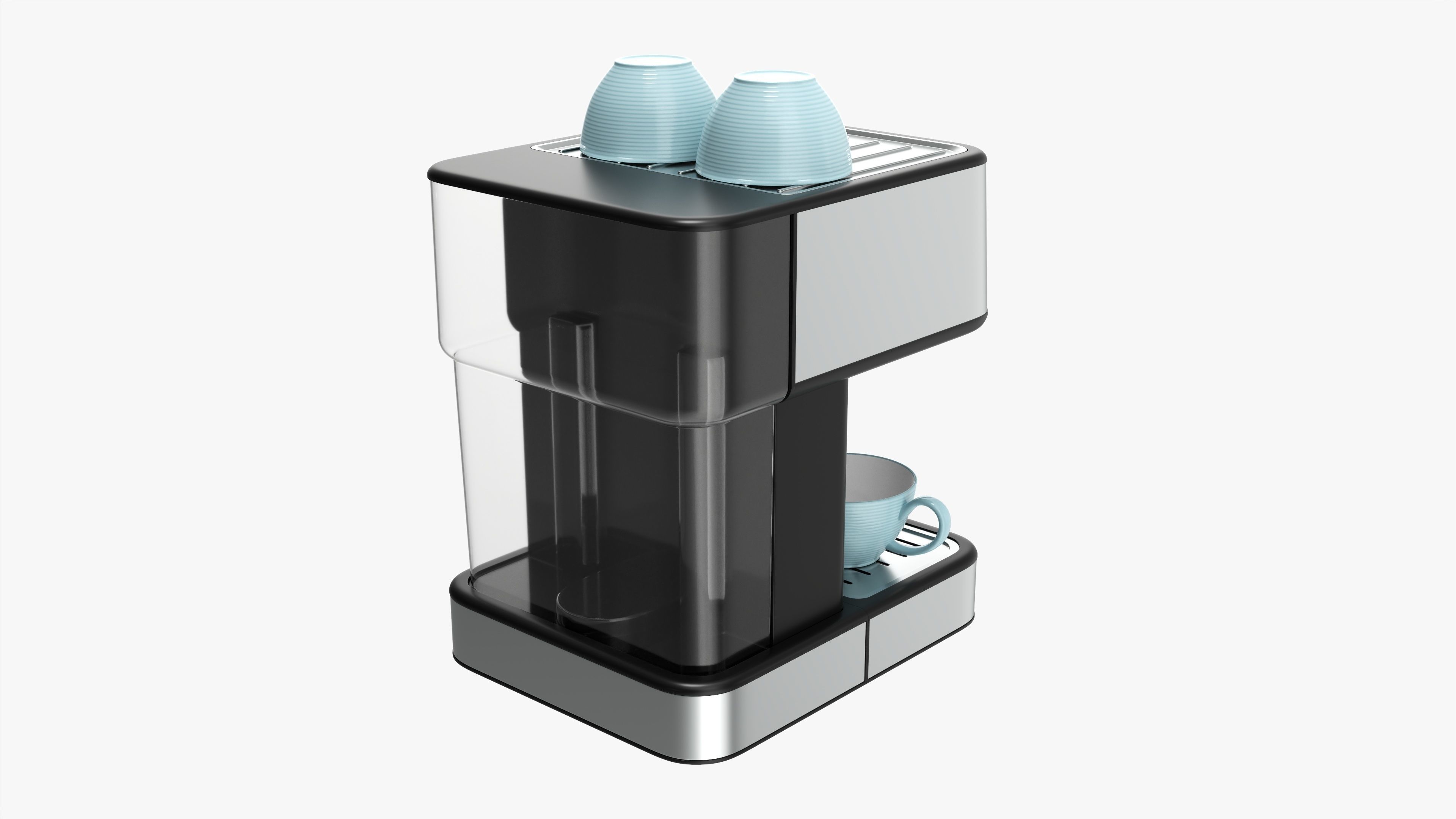 Espresso coffee machine with two cups 3D model_2