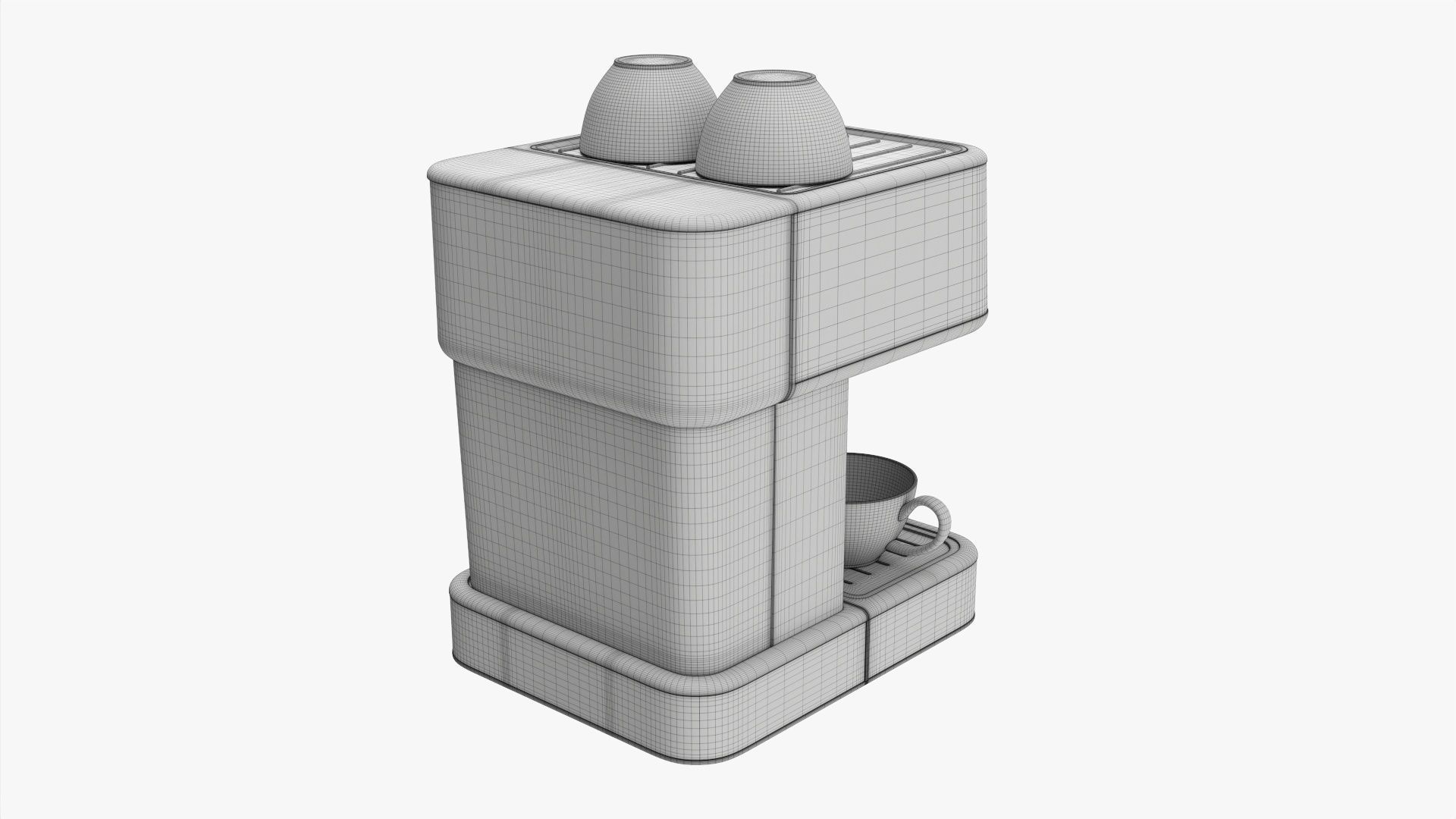Espresso coffee machine with two cups 3D model_8