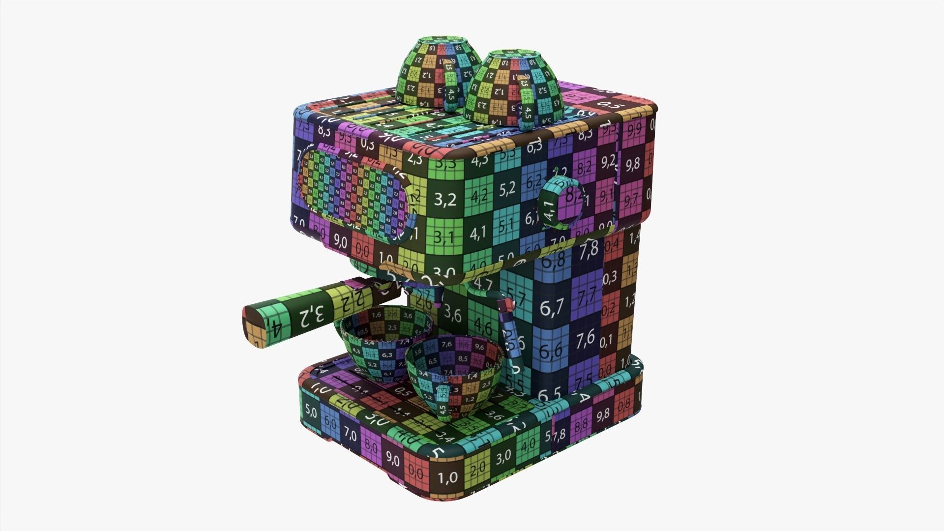 Espresso coffee machine with two cups 3D model_10