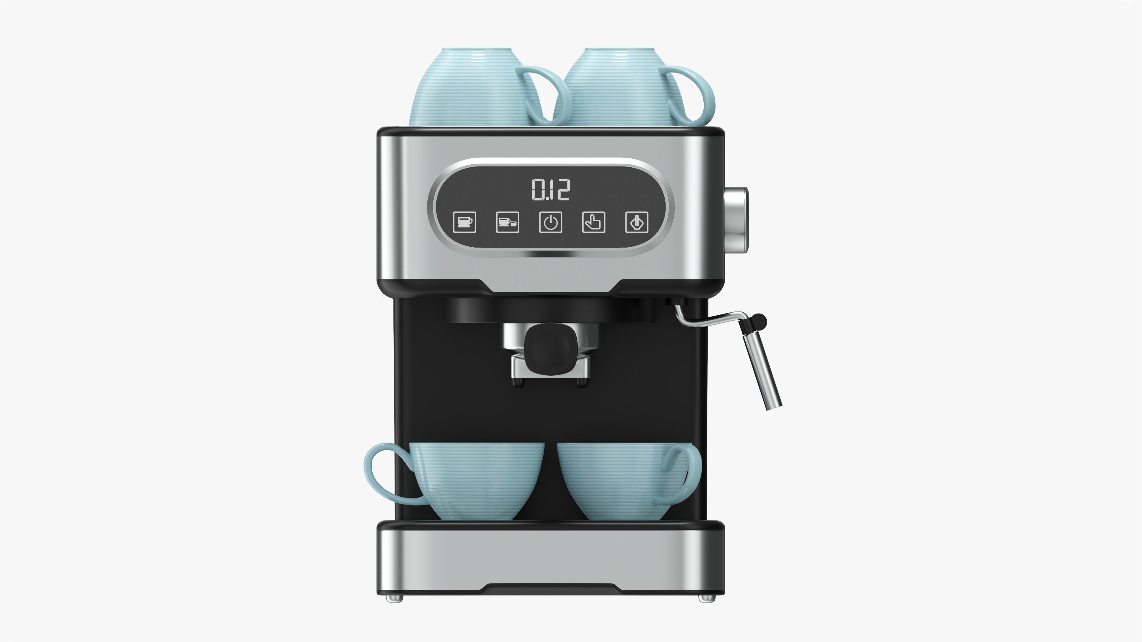Espresso coffee machine with two cups 3D model_4