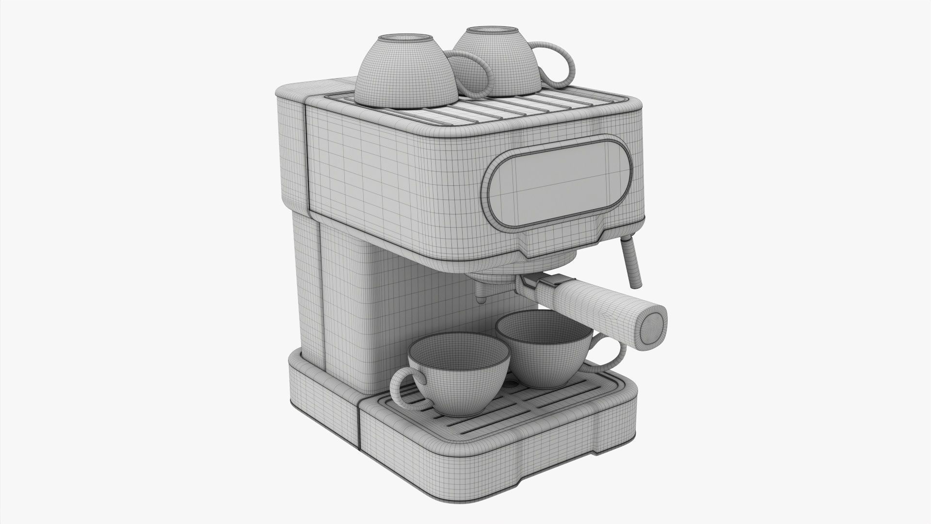 Espresso coffee machine with two cups 3D model_6