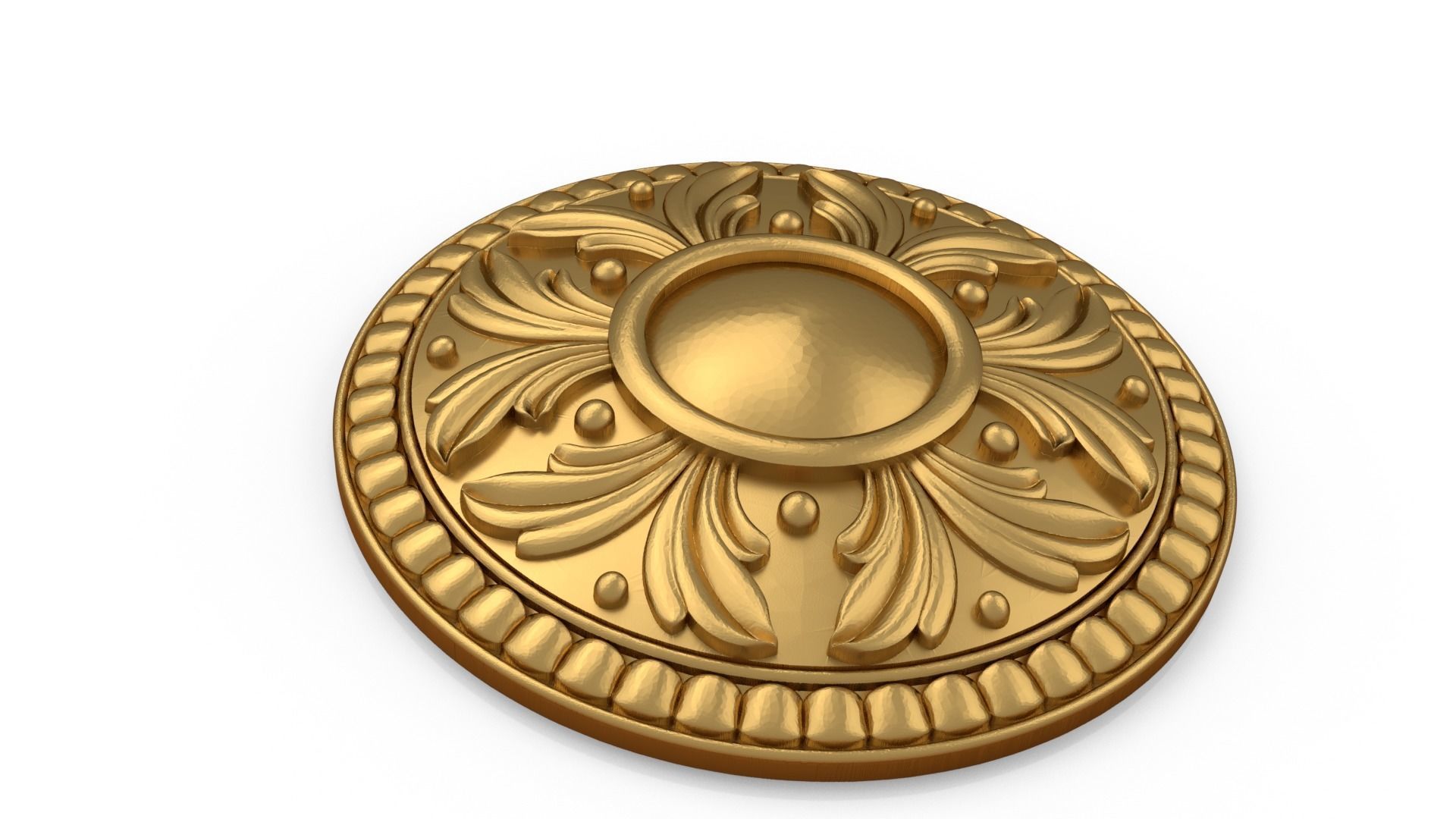 Classic circle flower ornament 01  3D model_3