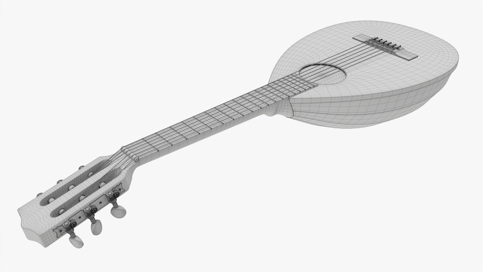 Lute string instrument 3D model_8