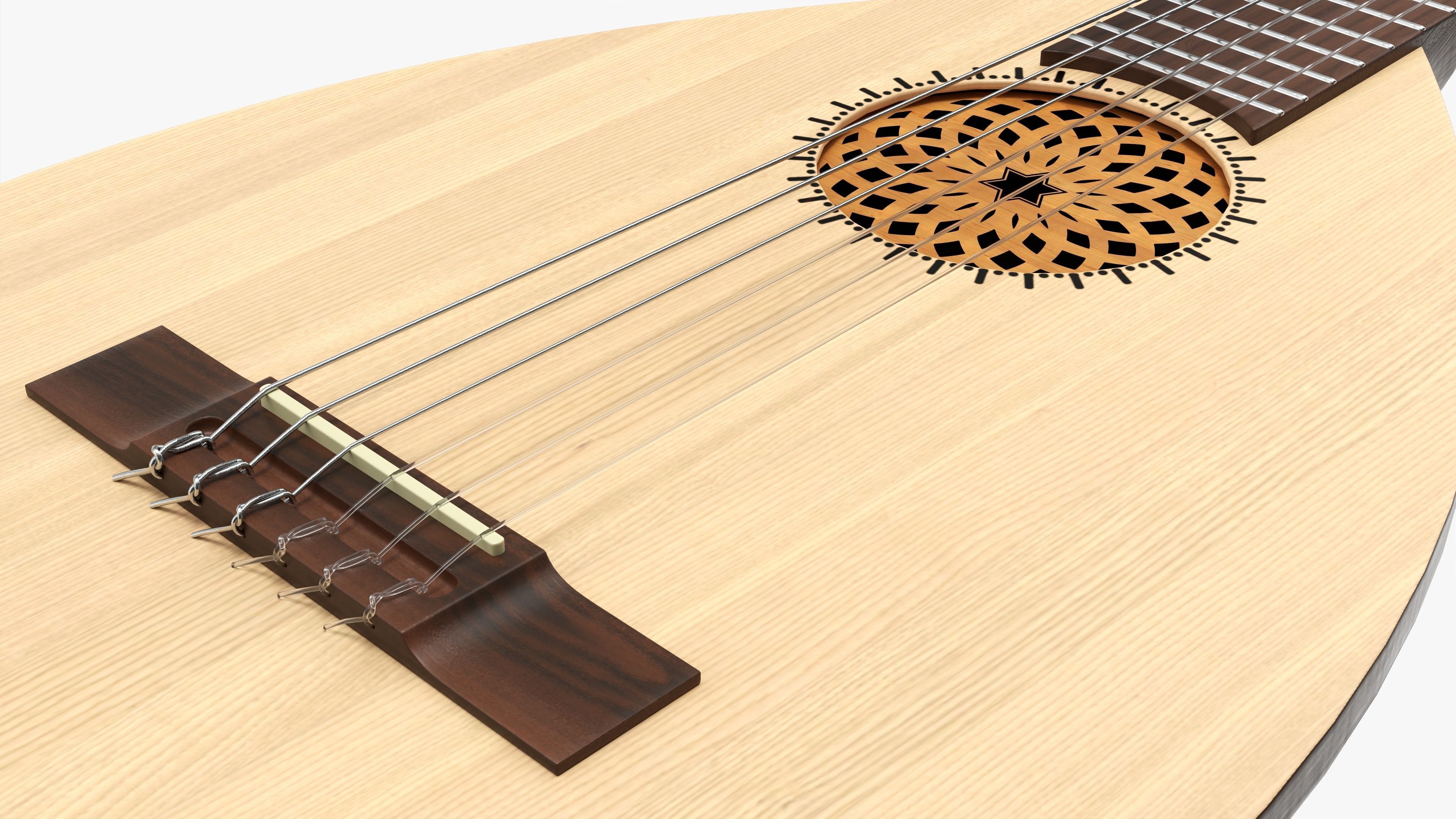 Lute string instrument 3D model_4