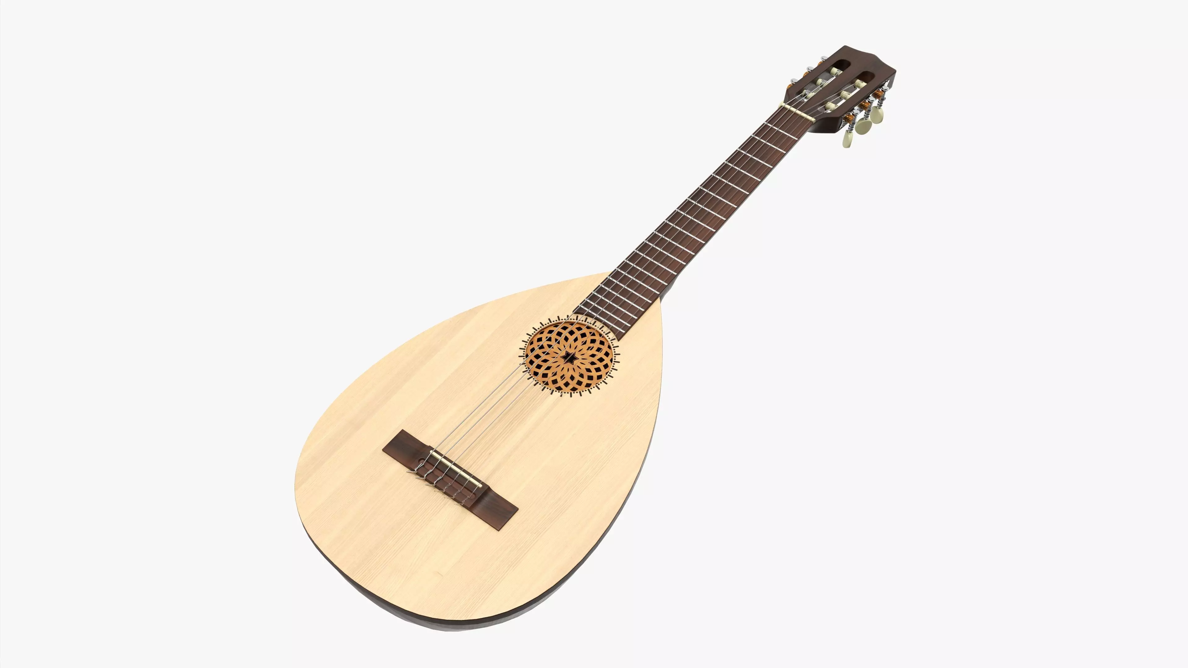 Lute string instrument 3D model_0