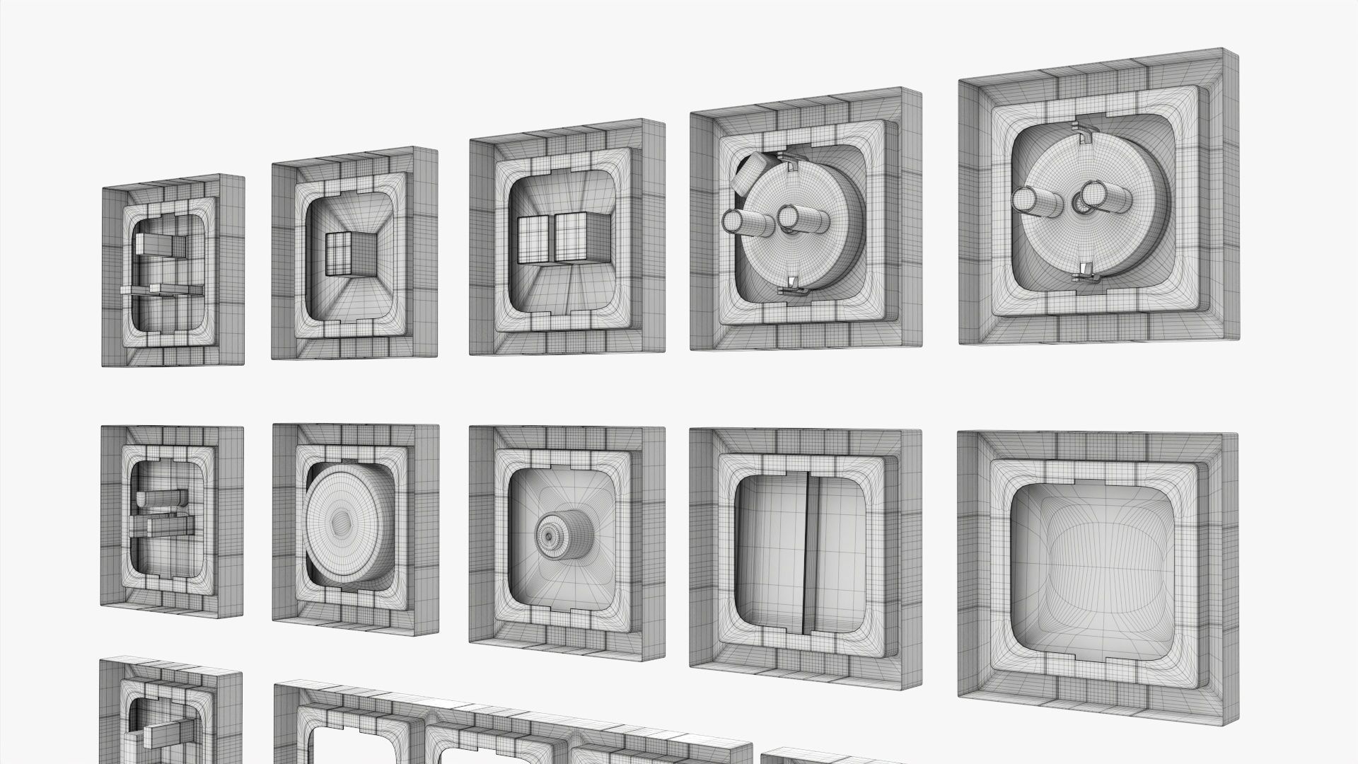 Outlet frame set EU US UK black 3D model_12