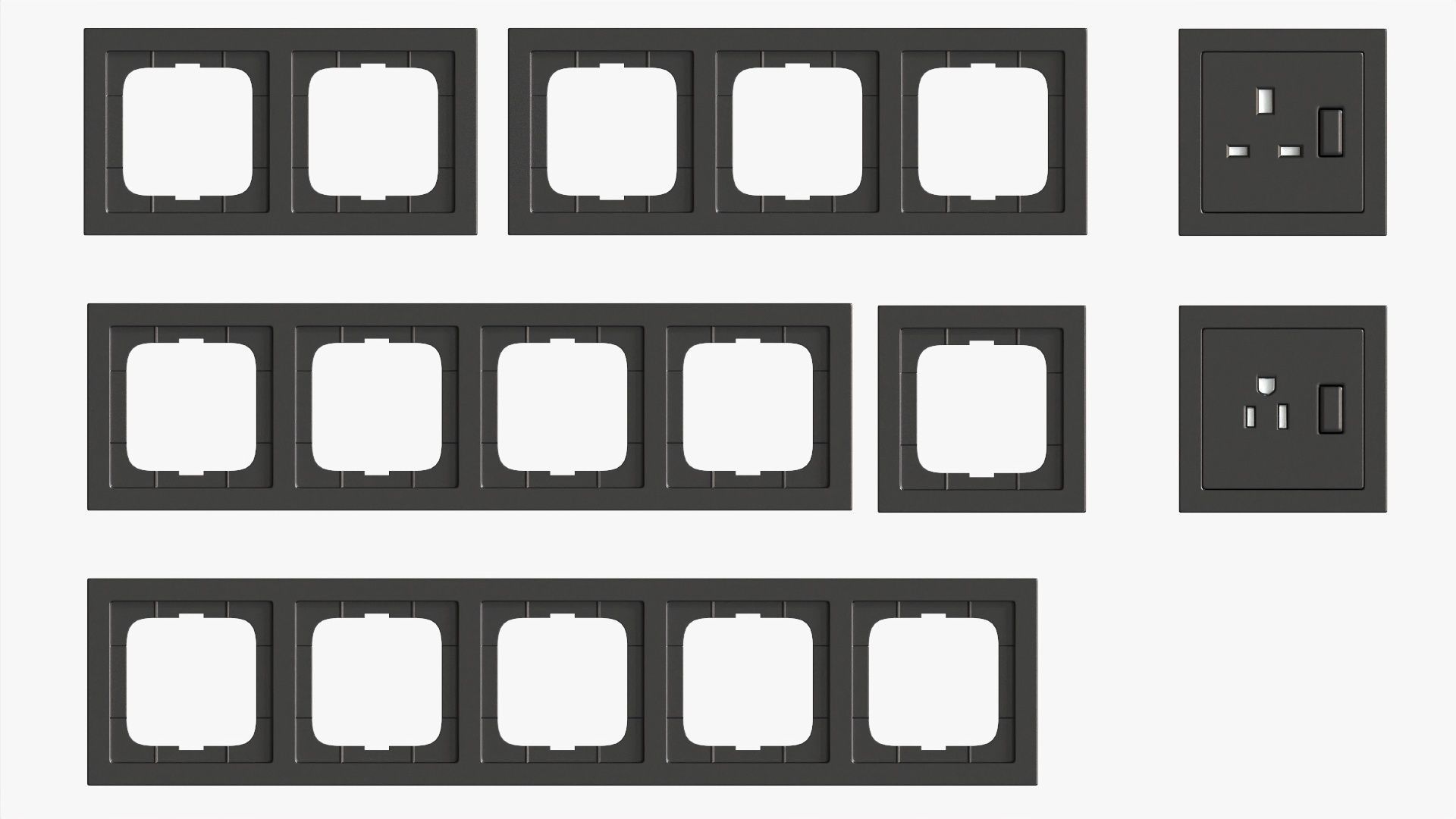 Outlet frame set EU US UK black 3D model_2