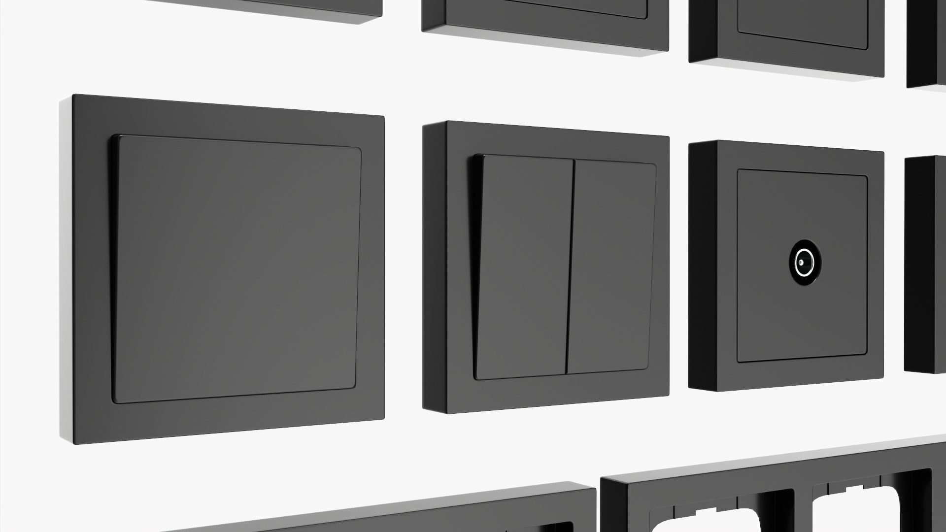 Outlet frame set EU US UK black 3D model_4