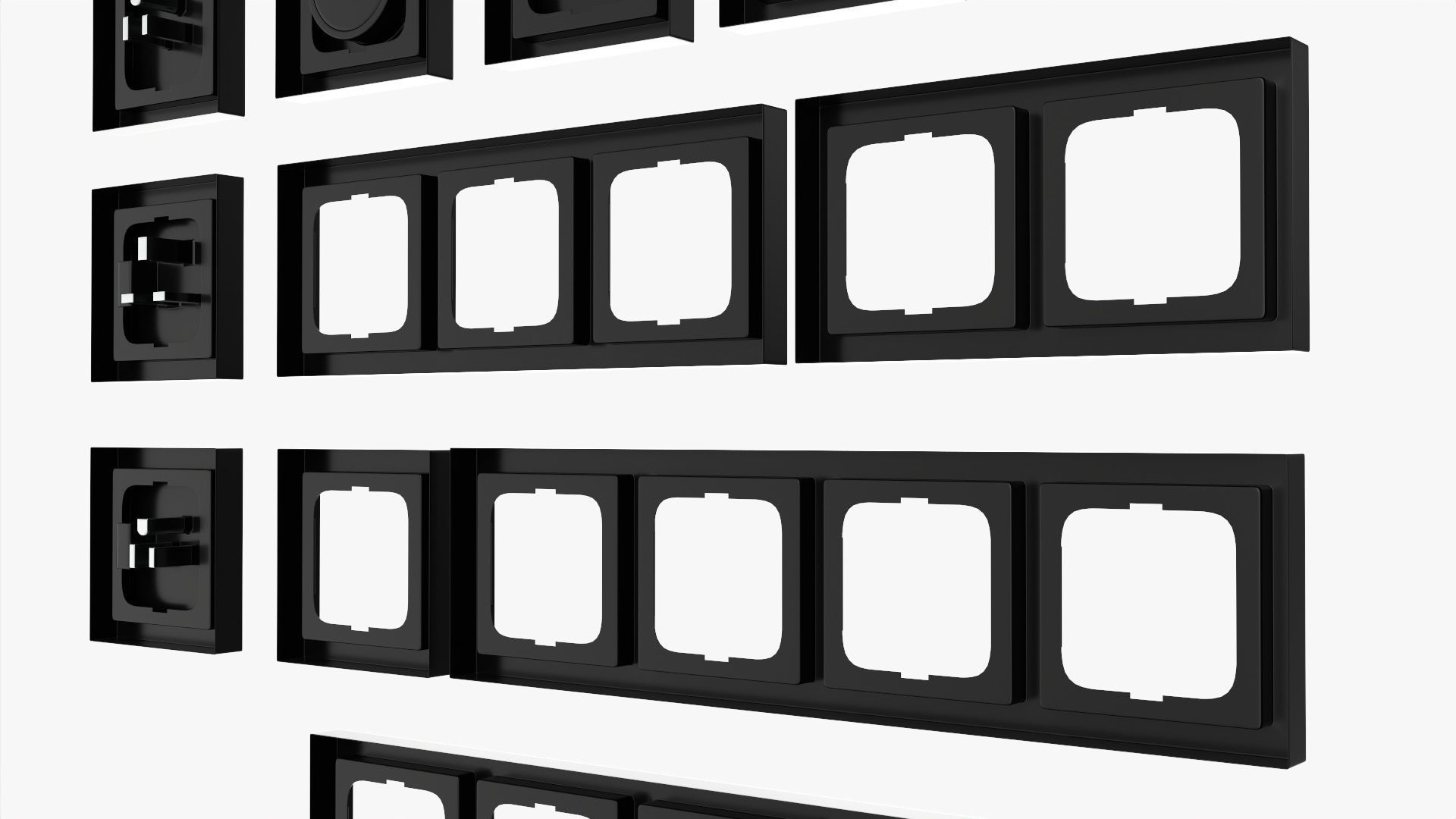 Outlet frame set EU US UK black 3D model_7