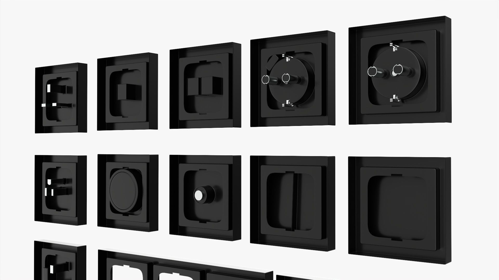Outlet frame set EU US UK black 3D model_6