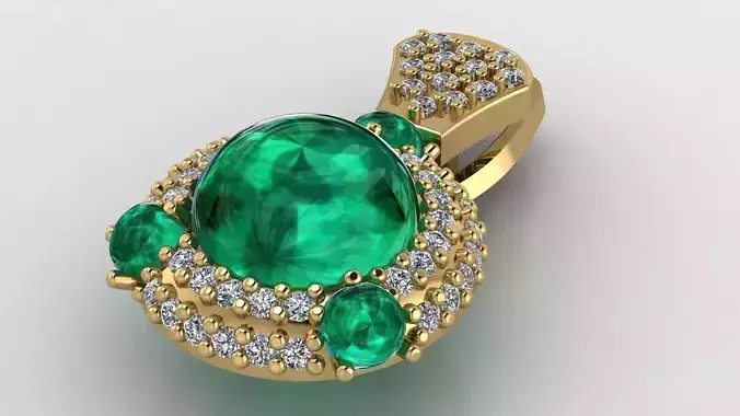 Earring Yellow Gold Emerald Green Diamond